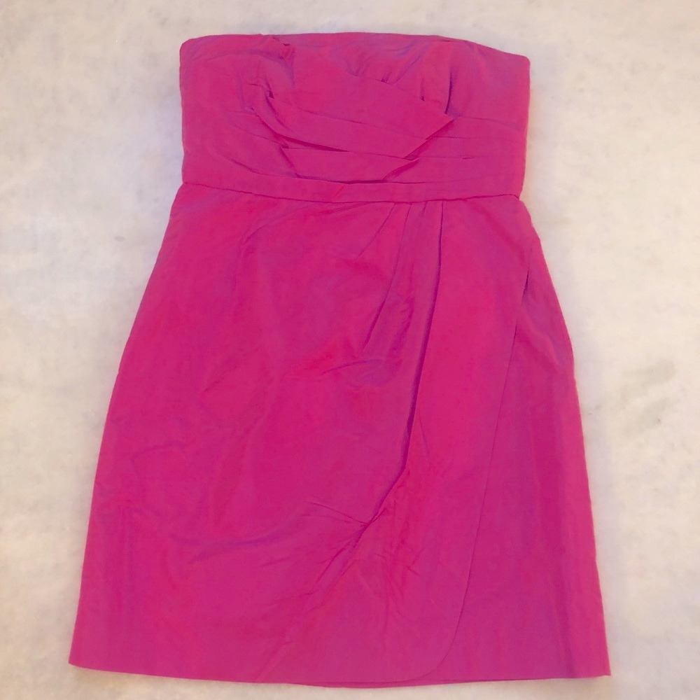 J Crew Hot Pink Strapless Bridesmaids Dress